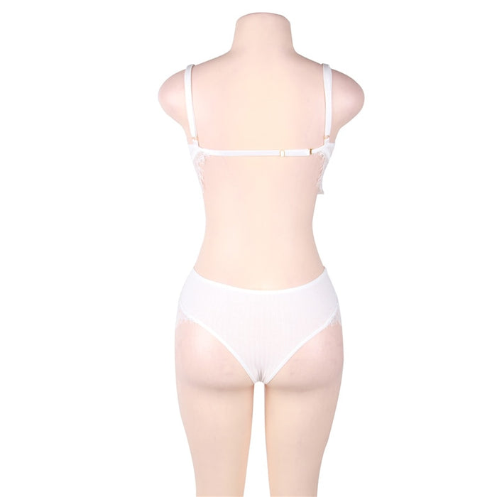VenusFox Lace Women's Underwear Set Transparent 3XL Lingerie Set High Waist Panties Stitching Brassiere Sexy Lenceria RL80506