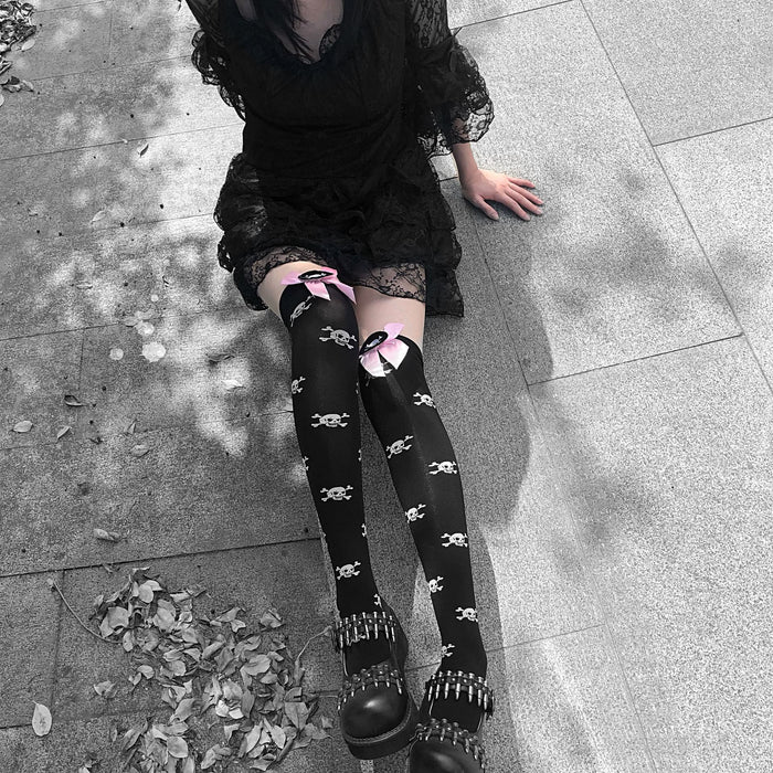 VenusFox Harajuku Women Bow Socks Fashion Stockings Casual Cotton Thigh Gothic Cotton High Socks Girls Womens Female Long Knee Sock