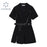 VenusFox Gothic Punk Black Blazer Dress Short Sleeve 2021 Summer High Waist With Belt Streetwear Fashion Harajuku Goth Dress Girl