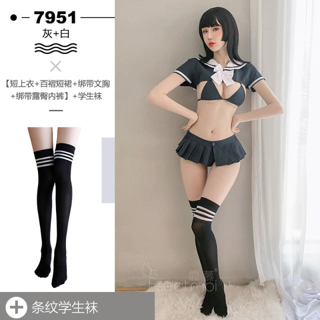 VenusFox High-end Japanese style cosplay school Student uniform Pleated skirt ultra short erotic sex lingerie sexy dress erotic