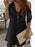 VenusFox Women's Lace Splicing Dress V-neck Off Shoulder Sling Mini Dress Solid Color Casual  Hollow out Sleeve Dress