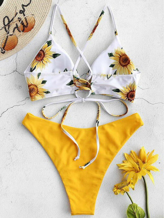 VenusFox women's swimming suit 2021 Push Up Bandeau Bikini Low Waist Beachwear Two-Piece Separates Printed Bikini Set Sexy Exotic Swimsui