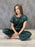 VenusFox Green Brown Women Sleepwear 2 Piece Set Round Neck Short Sleeve Top Solid Loose Pants Satin Home Wear Casual Suit Sets