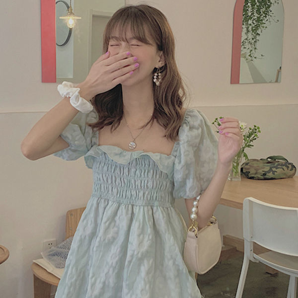 VenusFox French Summer Dress Women White Puff Sleeve Korean Style Fairy Dress Lace Chiffon Kawaii Elegant Vintage Dress Vestidos