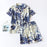 VenusFox Women Pajamas Casual Turn-down Collar Short Sleeve Sleepwear Printed Summer Pajama Shorts Female Homeware
