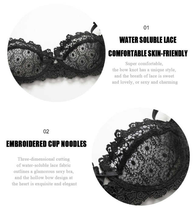 VenusFox Women's Bras Set Lace Bralette Brassiere Sexy Underwear Lingerie Tops Ultra-Thin Breathable Private Panties