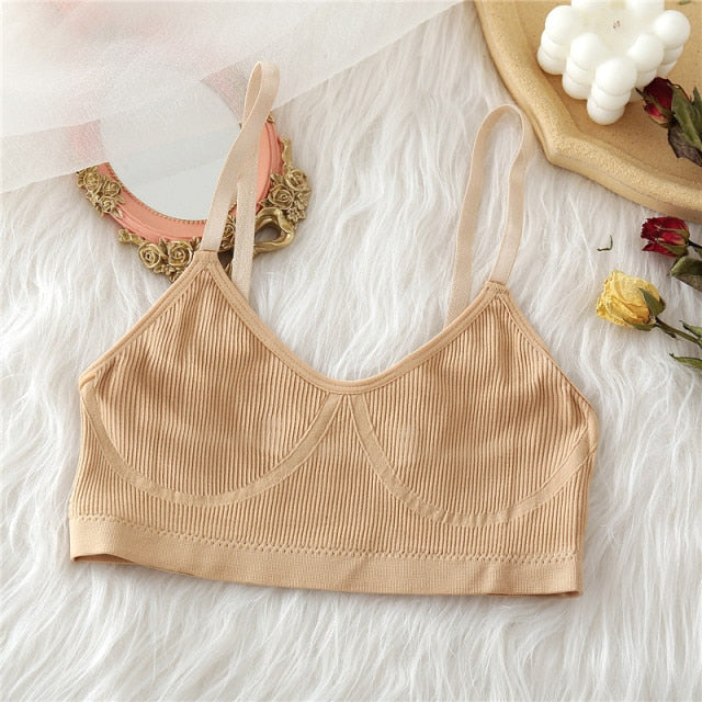 VenusFox Seamless Tanks Tops Panties Set Female Underwear Wireless Bra Crop Top Women Low-rise Underpants Soft Bralette Lingerie