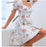 VenusFox Bohe Flower Print White Dress Women 's Short Puff Sleeve Zipper Mini Sundress Elegant Summer Dress Ladies Clothing