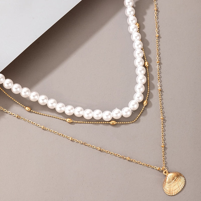 VenusFox Luxury Pearl Stone Shell Pendant Necklace for Women Summer Star Heart Chain Choker Necklace Bohemian Jewelry Gift
