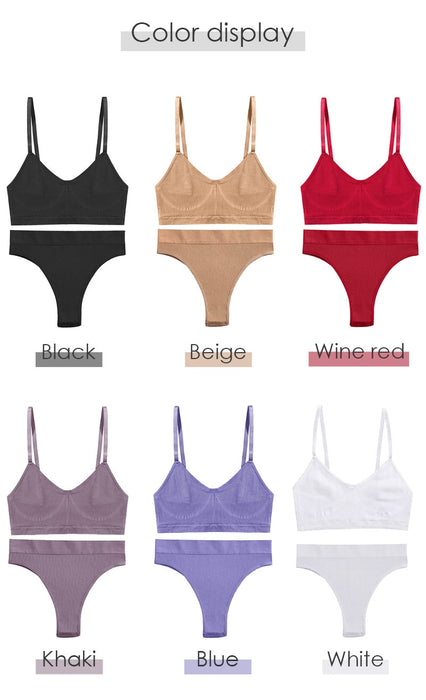 VenusFox Women Seamless Tops Panties Set Soft Wireless Bra Set Comfortable Bralette Brazilian Underwear Suit Girls Fitness Tops