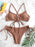 VenusFox Ribbed Cami Bikini Sexy Padded Criss Cross Women Biquinis Set Summer Swimsuit Solid Bandage Swimwear Beach Bathing Suits