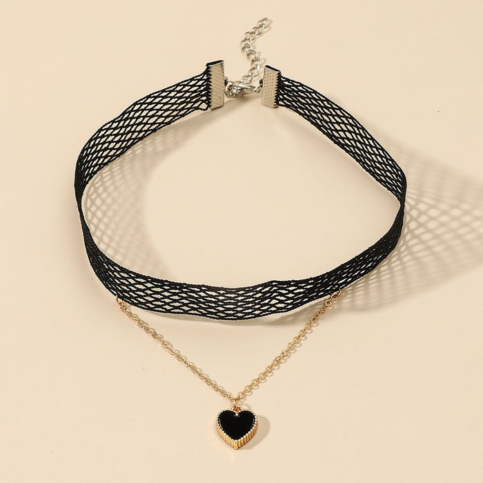 VenusFox Black Leather Velvet Choker Necklace