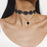 VenusFox Black Leather Velvet Choker Necklace