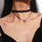 VenusFox Black Leather Velvet Choker Necklace