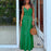 VenusFox Women Summer Green Elegant Maxi Dress Fashion Spaghetti Strap V Neck Belt Party Long Dresses Ladies Casual 2021 Plus Size Robe