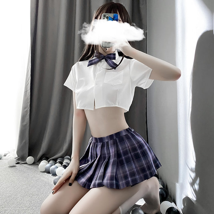 VenusFox Sexy Cosplay School Girl Costumes Japanese Kawaii Erotic Student Outfit Short Top Mini Pleated Skirt For Women Sex Lingerie 0708