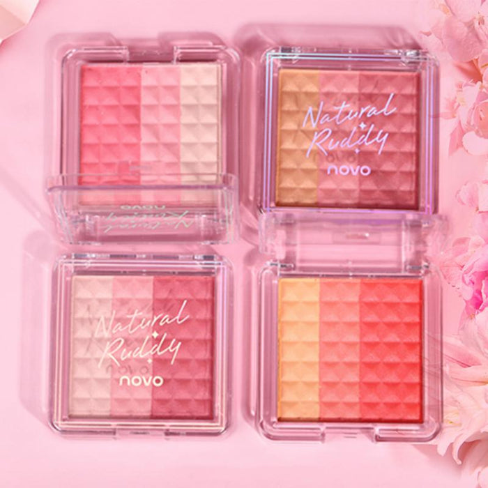 NOVO Vitality Light Feather Tricolor Gradient Blush Palette No Irritation Blusher Palette Waterproof Face Cheek Blush