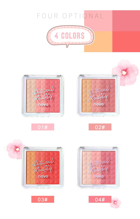 NOVO Vitality Light Feather Tricolor Gradient Blush Palette No Irritation Blusher Palette Waterproof Face Cheek Blush