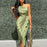VenusFox Satin Elegant Belted Mini Dress Women 2021 Summer One-shoulder Fashion Club Party Dresses Sundress