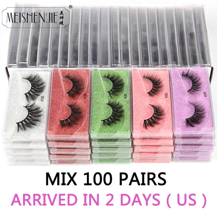 VenusFox Wholesale Mink Eyelashes 10/30/50/100pcs 3d Mink Lashes Natural false Eyelashes messy fake Eyelashes Makeup False Lashes In Bulk