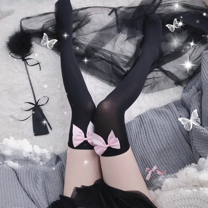 VenusFox Sexy Velvet Stockings Kawaii Bow Knee High Socks Schoolgirls Cosplay Medias De Mujer Erotic Lingerie Over Knee Stockings
