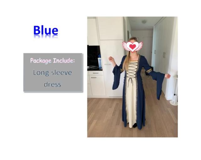 VenusFox Gothic Medieval Dress Cosplay Carnival Halloween Costume for Women Retro Vestidos Court Long Robe Noble Princess Palace Party