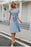 VenusFox Simplee Summer blue office high waist belt ladies dress Chic elegant aline women dress Bat short sleeve Casual female dress