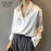 VenusFox White Long Sleeve Button Up Satin Silk Blouse for Women