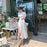 VenusFox French Ruffle Women Sexy Puff Sleeve Split Dress Office Lady Korean Style Summer Elegant Chiffon Fairy Boho Vestidos