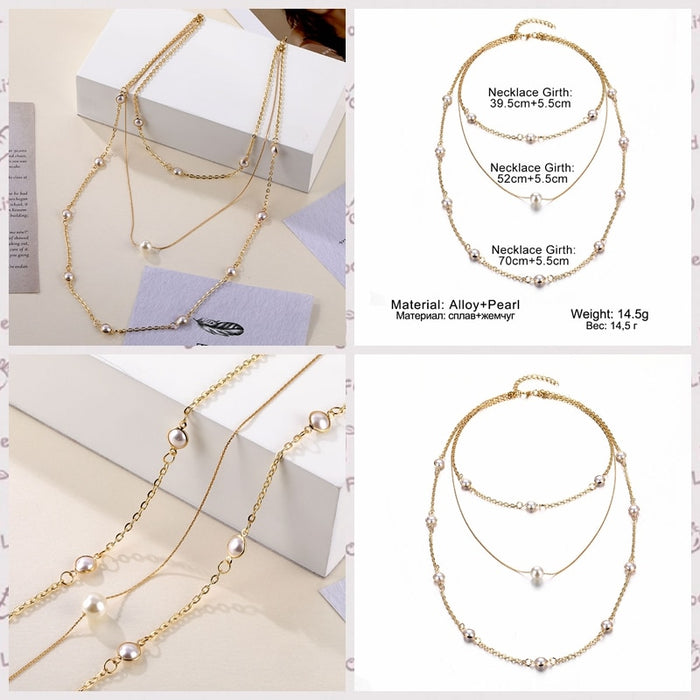VenusFox Beaded Choker Pearl Necklace For Women Gold Chain Necklaces Pendant Collar Chokers Chains Bead Necklace Womens Jewelry 2020