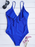 VenusFox Ruffled One-piece Swimsuit Solid Color High Waist Sling Quick-drying Swimwear Beach Push-up Backless Bathing Women Swimsuit 2021