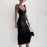 VenusFox Fashion Bow Straps Sexy Summer Dress Women Backless Midi Dresses Black Elegant Sleeveless Split Women's Party Dress Robe