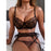 VenusFox Women Sexy Lingerie Sets with Garter Belt Lace Push Up Bras G-string Panties Transparent Temptation Erotic Underwear Black