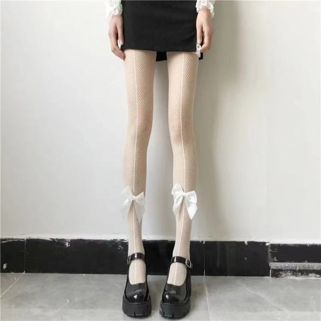 VenusFox New Hot Girl Bone Bow Socks Streetwear Girls Black Sweet Cute Pink Y2K Harajuku Lolita Knee Socks Long Thigh High Stockings