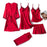 VenusFox 5PC Silk Robe Sleep Suit Women's Lace Satin Pajamas Gown Set V-Neck Cami Nighties Wear