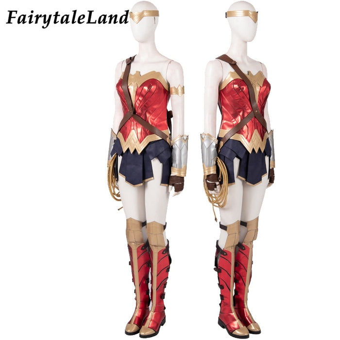 VenusFox Wonder Girl Cosplay Costume Halloween Superhero Outfit Diana Prince Uniform Boots Fancy Cape Sexy Suit