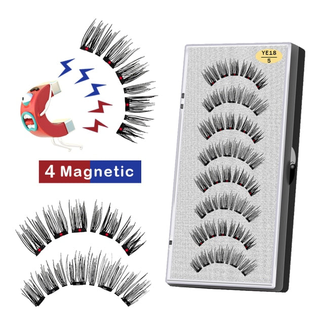 VenusFox 5 Magnets Magnetic False Eyelahes 3D Natural Eye lashes Handmade Mink Faux Cils Magnetique with Tweezers