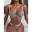 VenusFox Women Sexy Transparent Lingerie Set Lace Bralette Push Up Bras G-string Sex Panties Temptation Erotic Underwear Blue
