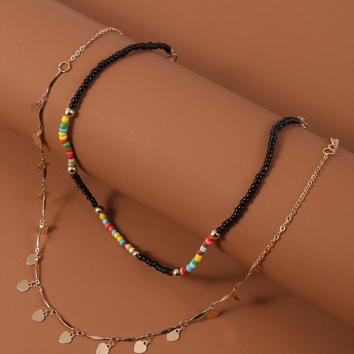 VenusFox Colorful Africa Beads Necklace for Women Short Collar Necklace Choker Women's Neck Chains Bohemian Summer Jewelry Gifts