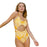 VenusFox Yellow Leaf Print Cut Out One-Piece Swimsuit Sexy Lace Up Padded Women Monokini 2021 New Girl Beach Bathing Suit Swimwear