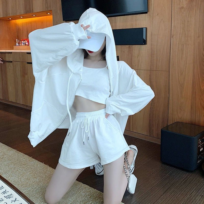 VenusFox Loungewear Women 3 Pieces Summer Sleepwear Ensembles Nightgown Suits with Shorts Home Wear Roomware