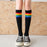 VenusFox Rainbow over the knee socks winter rainbow stripes wild street women's socks fashion trend girl ladies