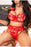 VenusFox Women Sexy Lingerie Sets with Garter Belt Red Floral Hot Push Up Bras G-string Panties Temptation Erotic Sensual Underwear