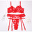 VenusFox Women Sexy Lingerie Sets with Garter Belt Red Floral Hot Push Up Bras G-string Panties Temptation Erotic Sensual Underwear