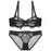 VenusFox Womens Underwear Bras Set Ultra-Thin Lace Brassiere Underwired Perspective Bralette Sexy Lingerie Tops Panties