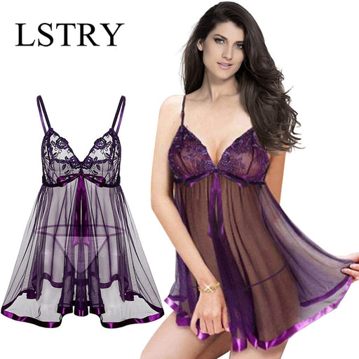VenusFox Lstry Sexy Lingerie Lace Lenceria Sexy Mujer Soft Lace Nightwear Underwear Sexy Dresss Nightdress Plus Size Sexy Lingerie Dress