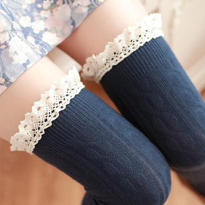 VenusFox Lace Stockings Women's Sexy Thigh High Over The Knee Socks