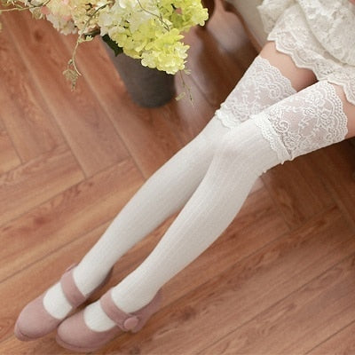 VenusFox Lace Stockings Women's Sexy Thigh High Over The Knee Socks