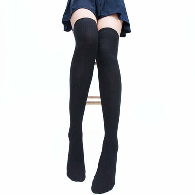 VenusFox Women Socks Fashion Stockings Casual Cotton Thigh High Over Knee Cotton High Socks Girls Women Female Long Knee Socks