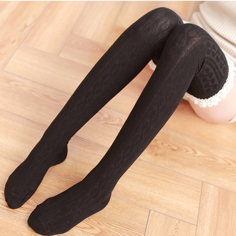 VenusFox Women Over Knee Socks Female Sexy Warm Long Boot Knit Thigh-High Stockings
